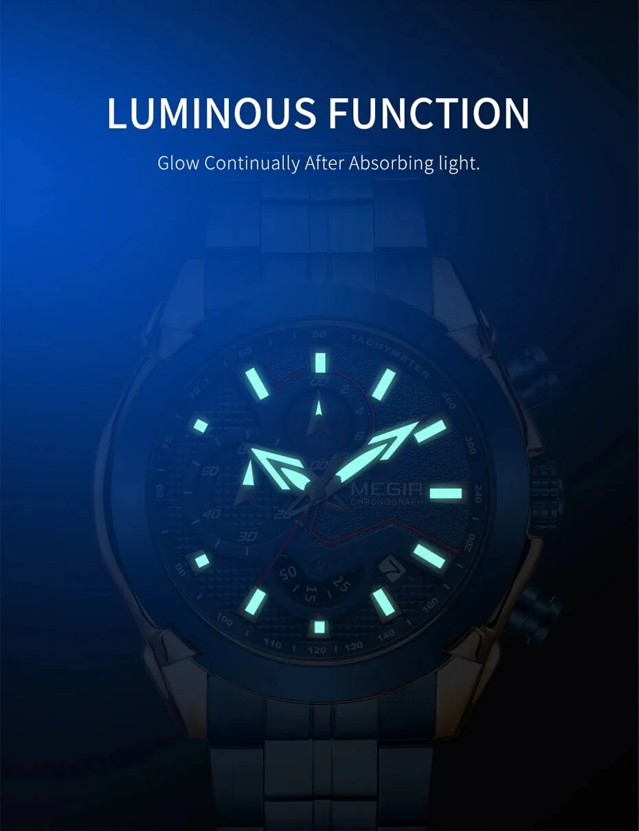 MEGIR Fashion Men Watches Luxury Business Watch for Men Stainless Steel Quartz Wrist Watch Calendar Date Clock Reloj Hombre 2065 - Image 5