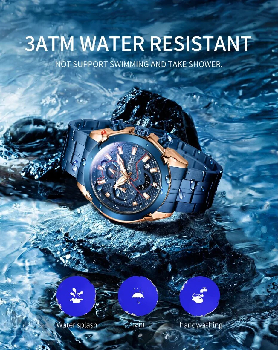 MEGIR Fashion Men Watches Luxury Business Watch for Men Stainless Steel Quartz Wrist Watch Calendar Date Clock Reloj Hombre 2065 - Image 6