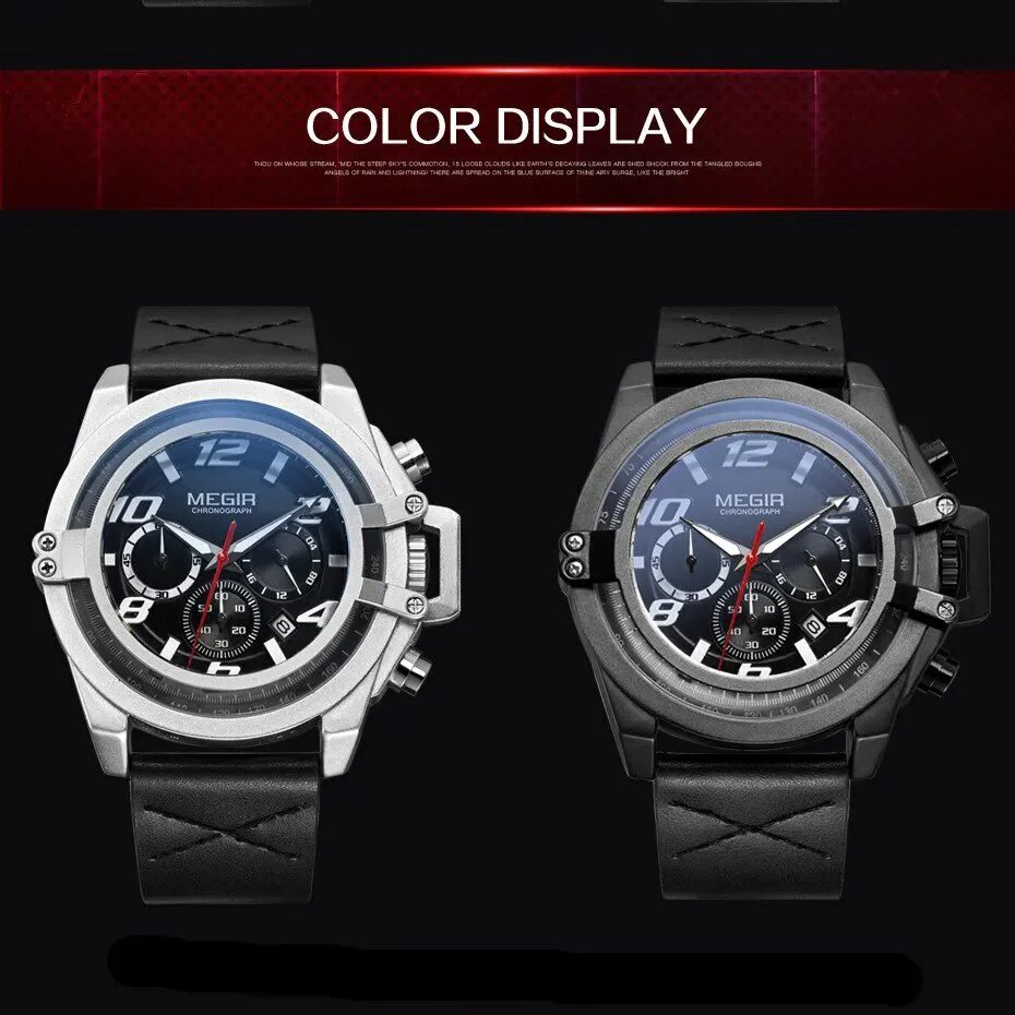 MEGIR Fashion Mens Watch Top Brand Luxury Sports Watches Waterproof Quartz Clock Leather Military Wrist Watch Relogio Masculino - Image 5
