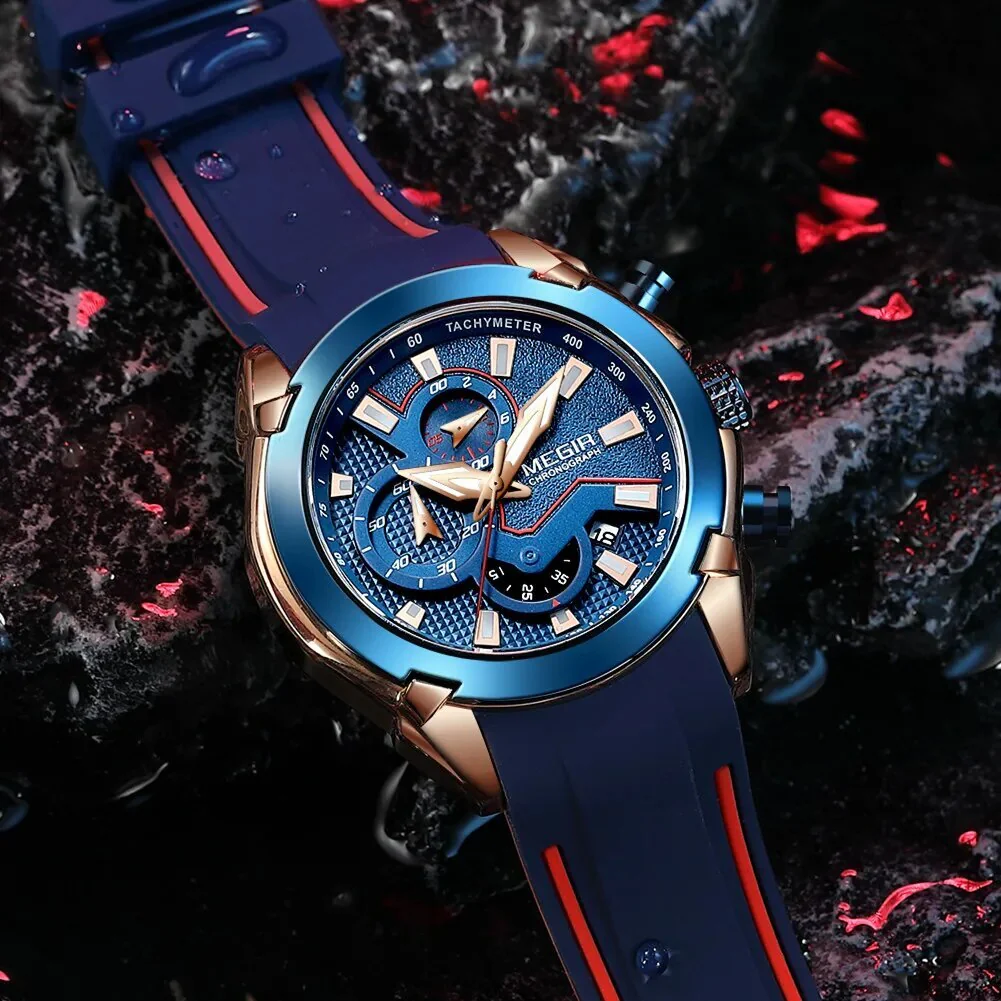 MEGIR Fashion Men's Watches Silicone Military Sport Watch Waterproof Date Chronograph Clock Wrist Watch Relogio Masculino 2065 - Image 6
