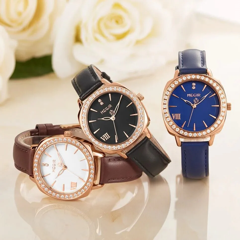 MEGIR Fashion Women Watch Luxury Diamond Leather Ladies Bracelet Watch Female Quartz Wristwatches Dress Clock Relogio Feminino - Image 5