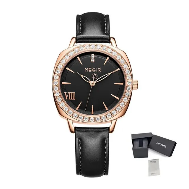 MEGIR Fashion Women Watch Luxury Diamond Leather Ladies Bracelet Watch Female Quartz Wristwatches Dress Clock Relogio Feminino - Image 9