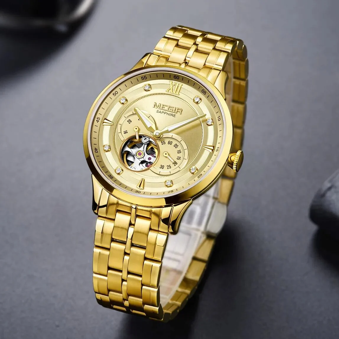 MEGIR Luxury Men Watches Stainless Steel Automatic Mechanical Watch Sapphire Steel Case Business WristWatch Montre Homme - Image 4