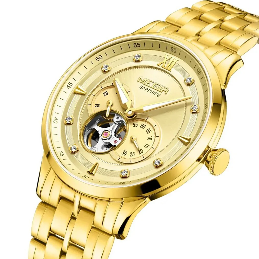 MEGIR Luxury Men Watches Stainless Steel Automatic Mechanical Watch Sapphire Steel Case Business WristWatch Montre Homme - Image 6
