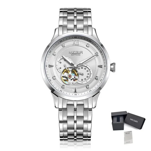 MEGIR Luxury Men Watches Stainless Steel Automatic Mechanical Watch Sapphire Steel Case Business WristWatch Montre Homme - Image 8