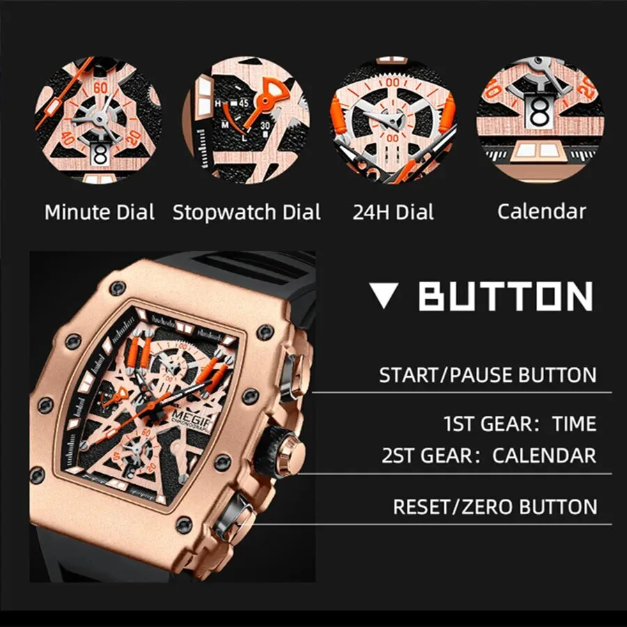 MEGIR Luxury Outdoor Sport Wristwatch for Mens Silicone Waterproof Watches Quartz Wrist Watch Male Clock Military Watch 2218 - Image 6