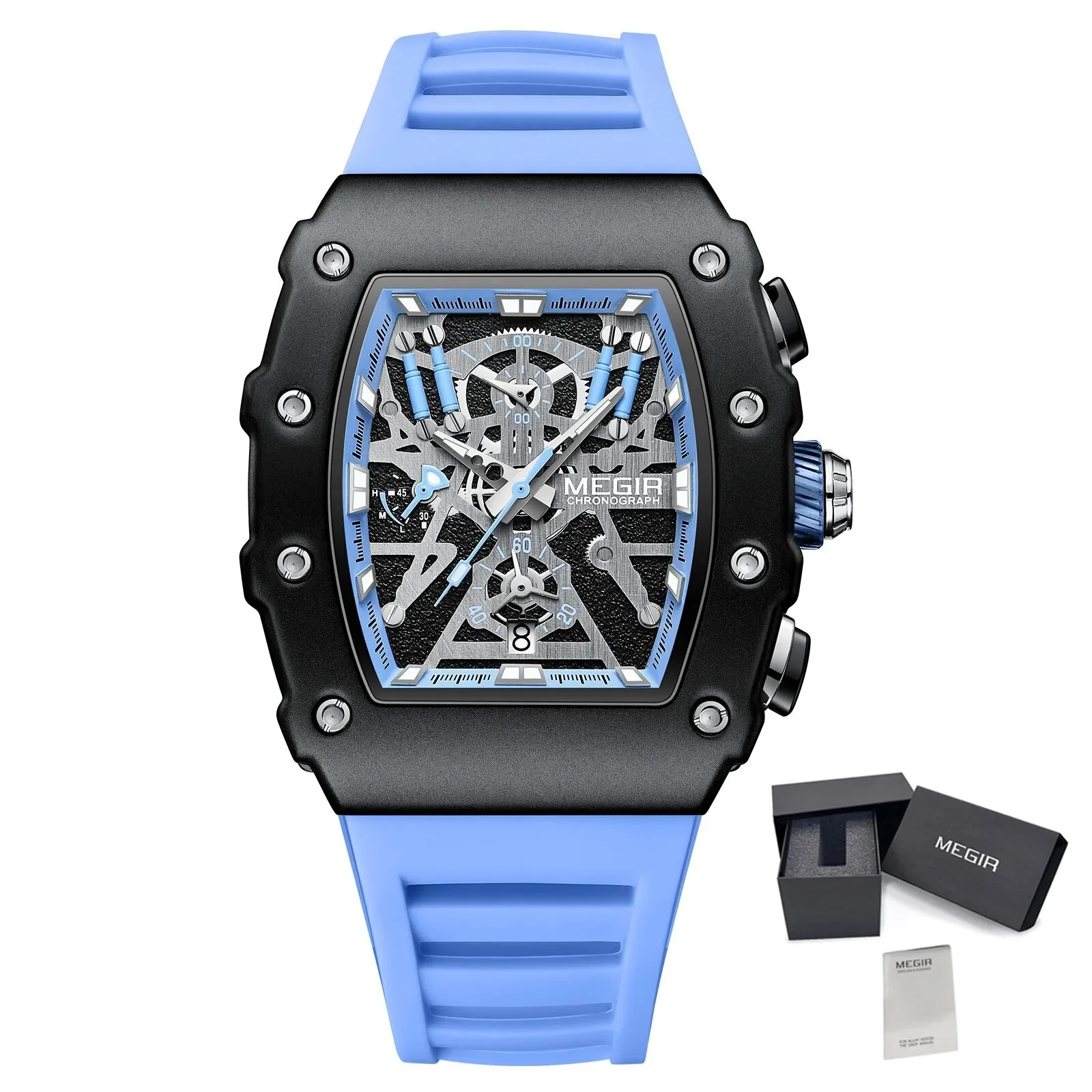 MEGIR Luxury Outdoor Sport Wristwatch for Mens Silicone Waterproof Watches Quartz Wrist Watch Male Clock Military Watch 2218 - Image 9