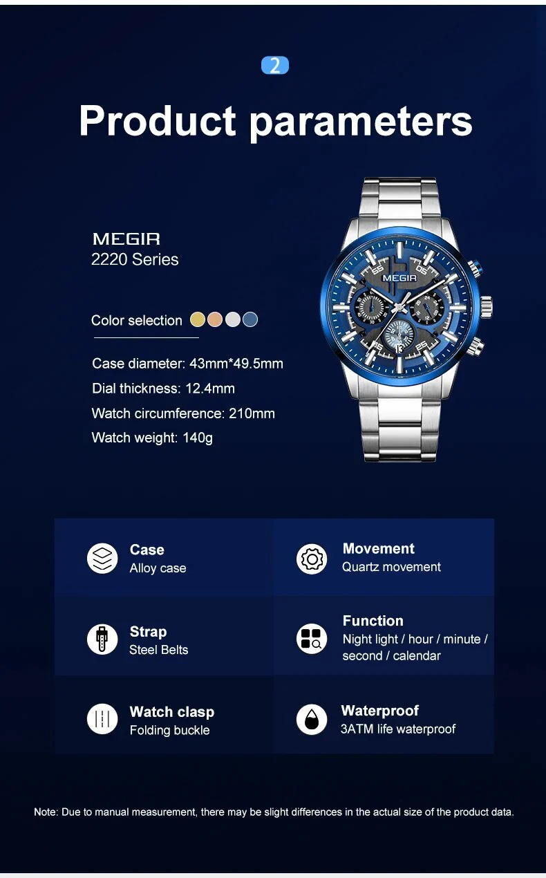 MEGIR Luxury Watch Mens Business Watches Calendar Stainless Steel Quartz Wrist Watch Clock Casual Chronograph Relogio Masculino - Image 5