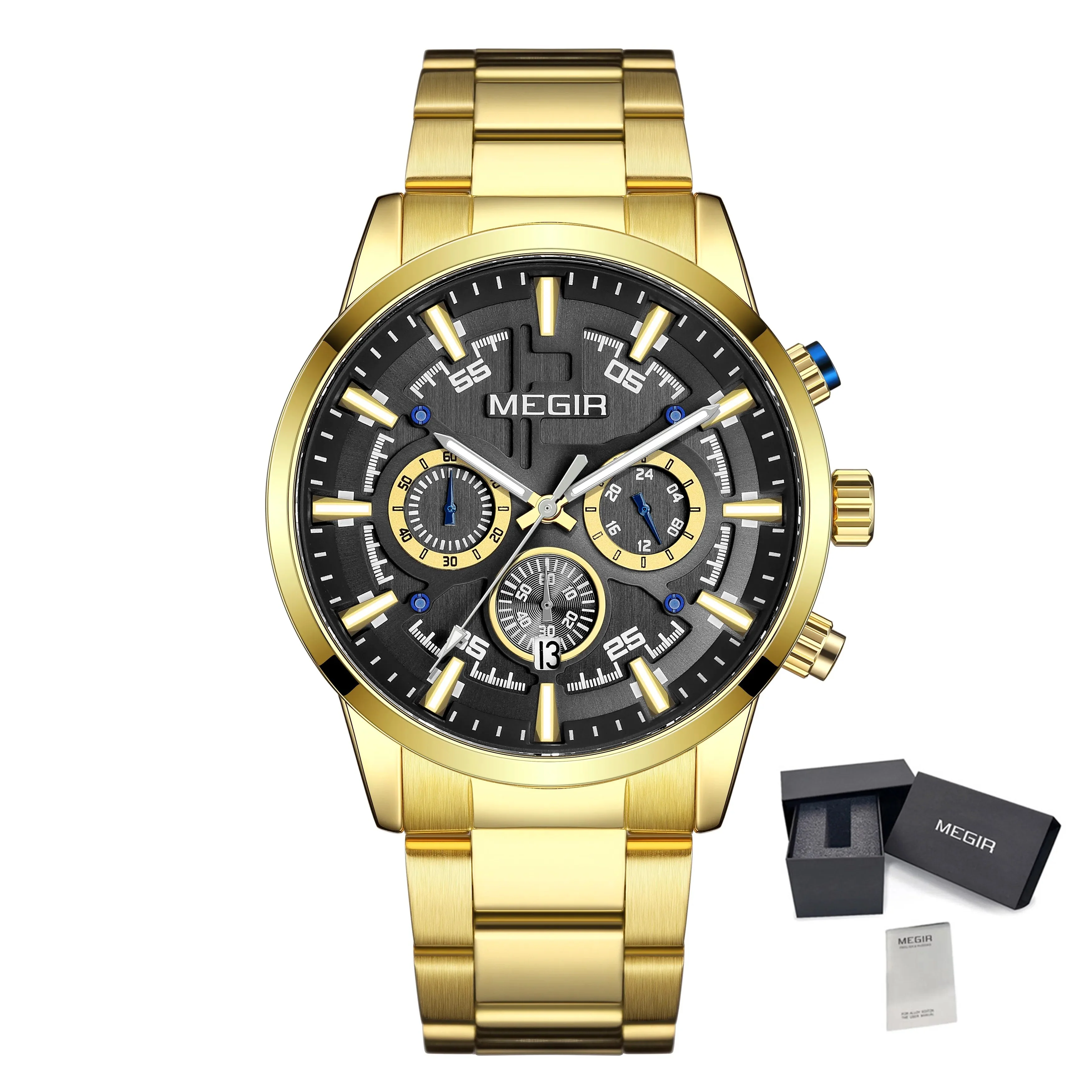 MEGIR Luxury Watch Mens Business Watches Calendar Stainless Steel Quartz Wrist Watch Clock Casual Chronograph Relogio Masculino - Image 7