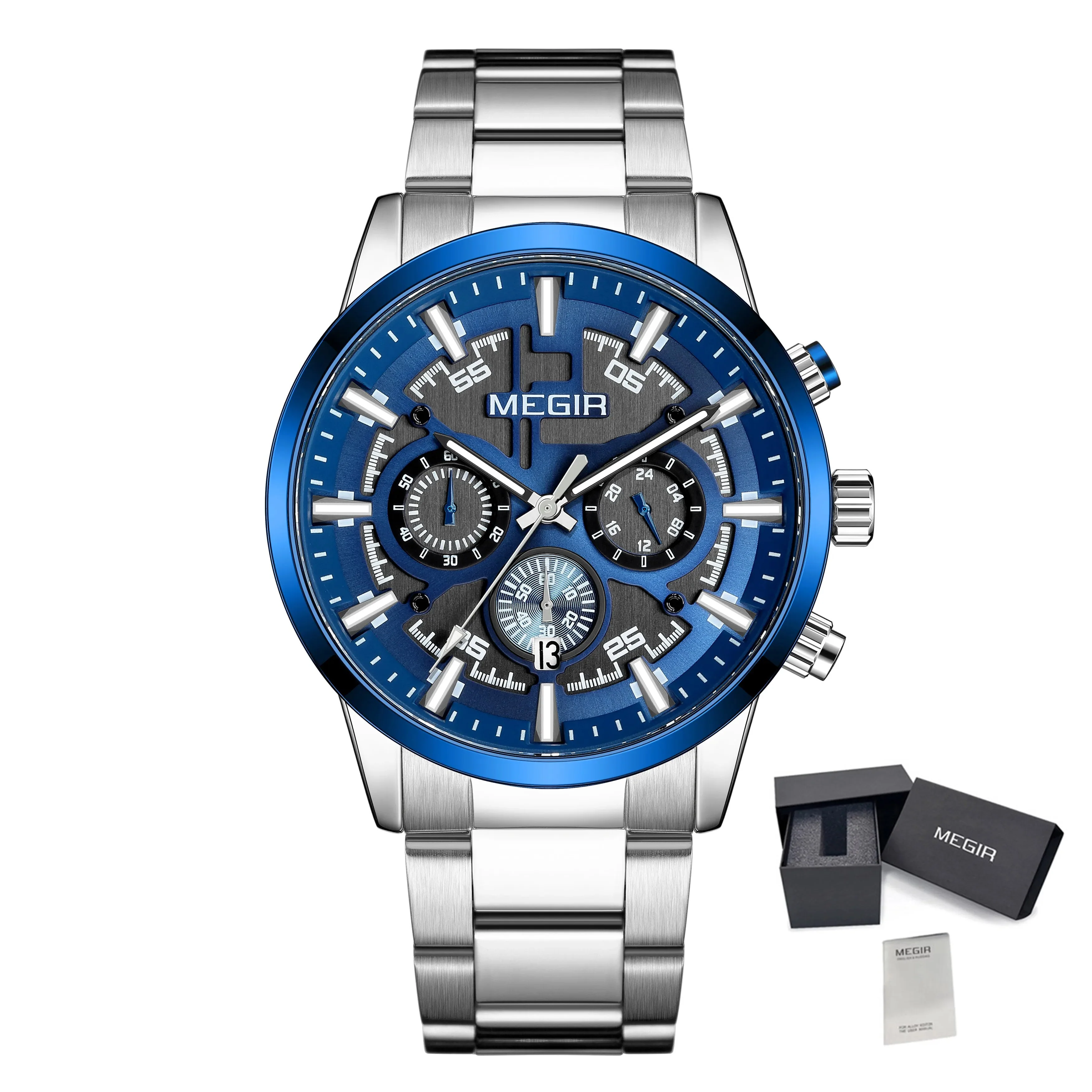 MEGIR Luxury Watch Mens Business Watches Calendar Stainless Steel Quartz Wrist Watch Clock Casual Chronograph Relogio Masculino - Image 9