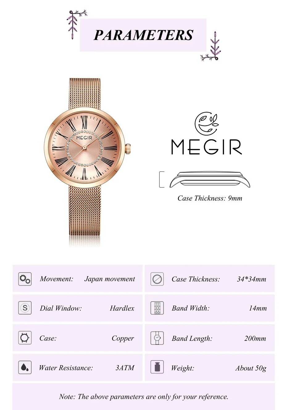 MEGIR Luxury Women Watches Fashion Quartz Watch Ladies Clock Stainless Steel Waterproof Female Watch Relogio Feminino 7014 - Image 4