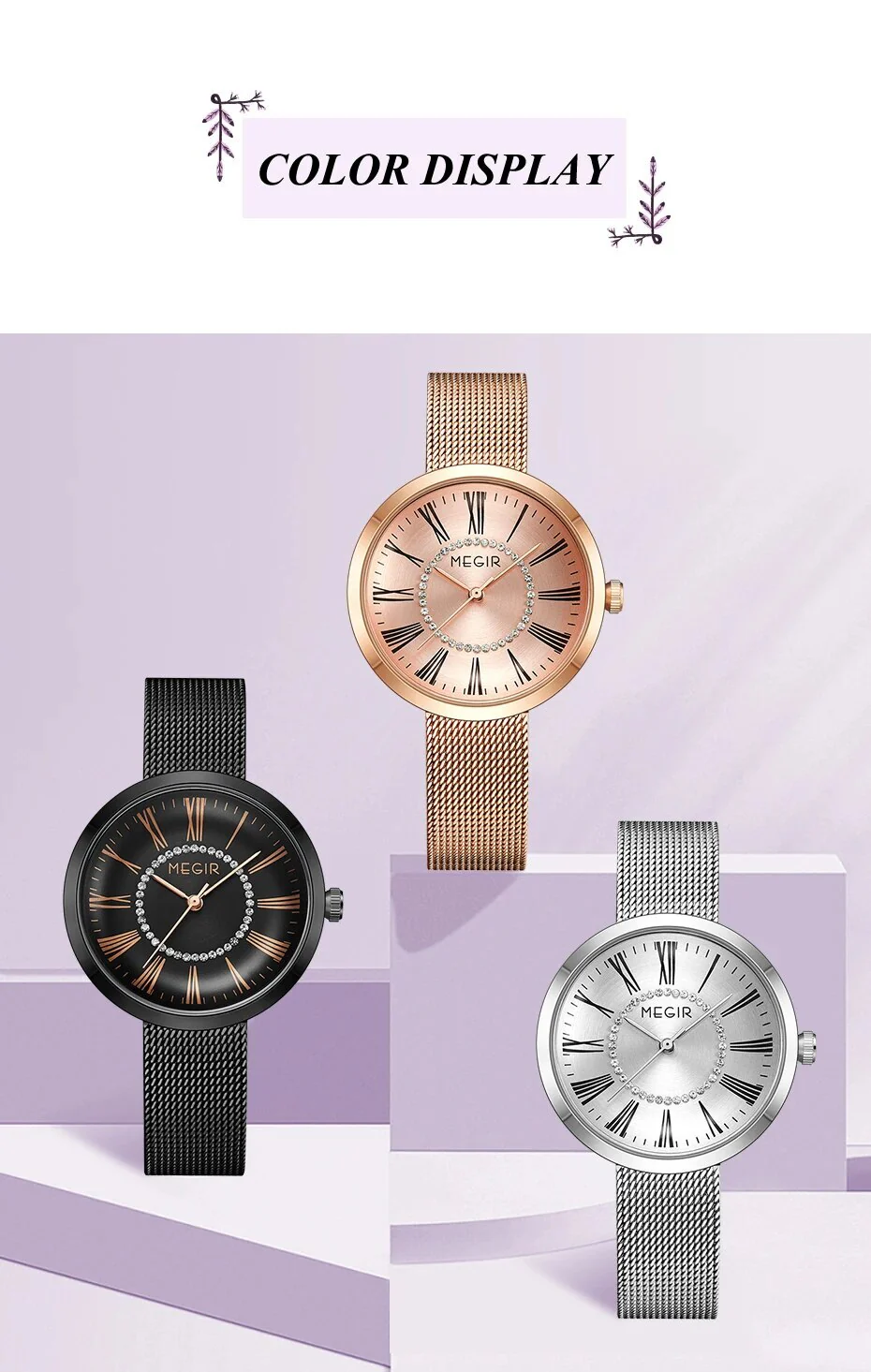 MEGIR Luxury Women Watches Fashion Quartz Watch Ladies Clock Stainless Steel Waterproof Female Watch Relogio Feminino 7014 - Image 5