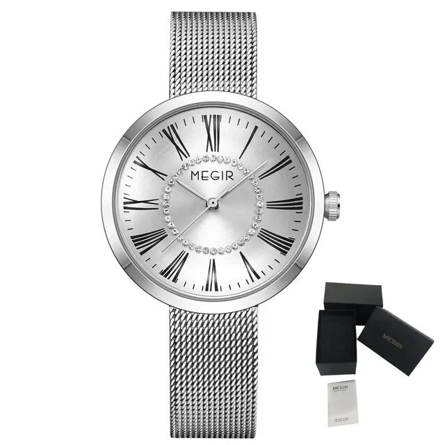MEGIR Luxury Women Watches Fashion Quartz Watch Ladies Clock Stainless Steel Waterproof Female Watch Relogio Feminino 7014 - Image 8