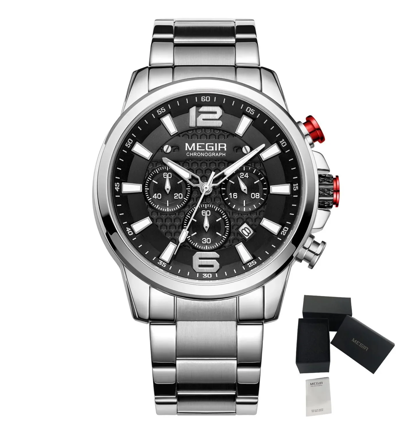 MEGIR Men's Quartz Wrist Watch Stainless Steel Band Chronograph Watches Luminous Waterproof Wristwatch Man Clock Military Watch - Image 9