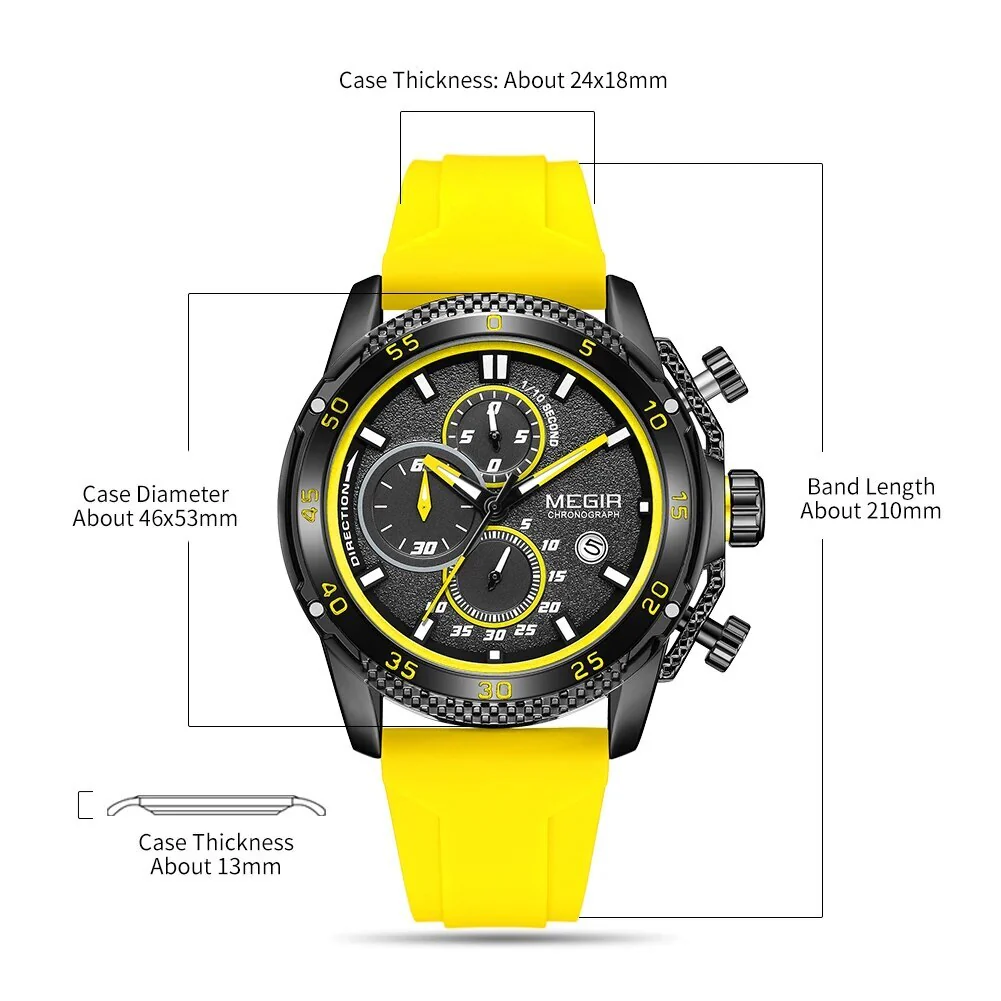 MEGIR Mens' Watches Luxury Fashion Military Sport Watch for Man Waterproof Luminous Silicone Quartz Wrist Watch Clock 2211 - Image 4