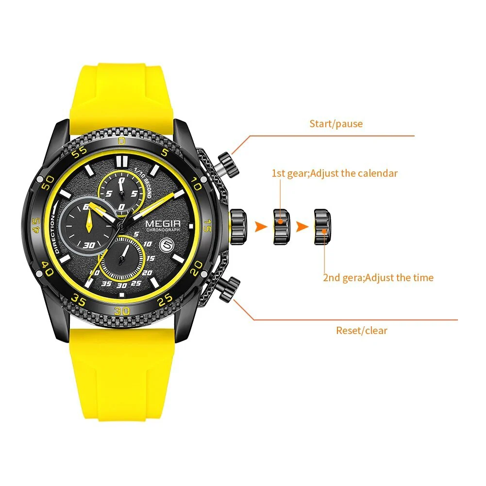 MEGIR Mens' Watches Luxury Fashion Military Sport Watch for Man Waterproof Luminous Silicone Quartz Wrist Watch Clock 2211 - Image 6