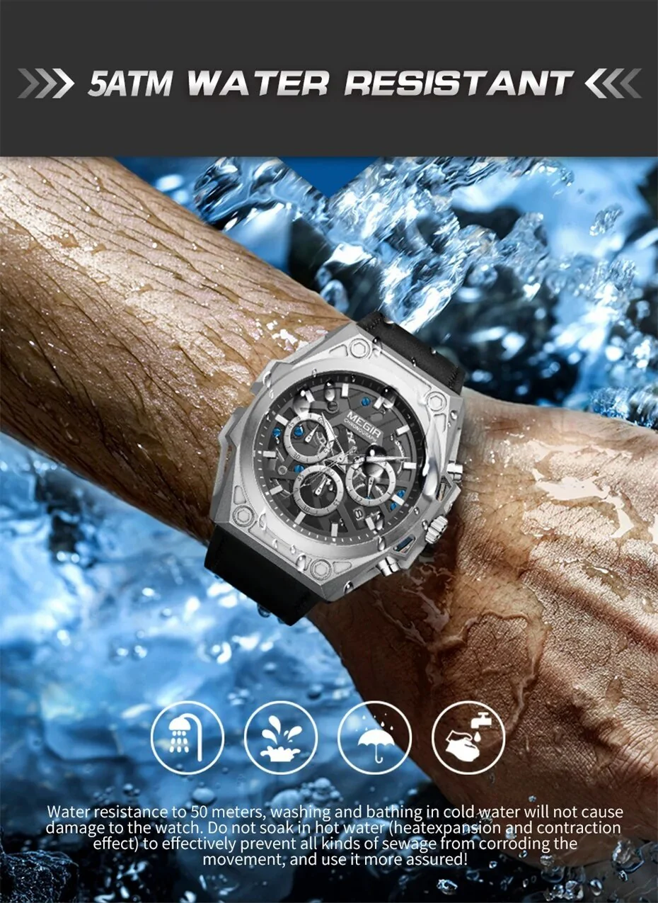MEGIR Men's Watches Waterproof Sports Wristwatches Quartz Watch Chronograph Luminous Male Clock Calendar Relogio Masculino - Image 6