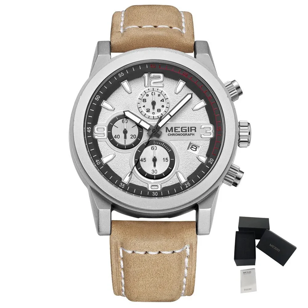 MEGIR Original Brand Luxury Watch Men's Sport Watches Leather Strap Watch Quartz Wristwatches Luminous Casual Relogio Masculino - Image 8
