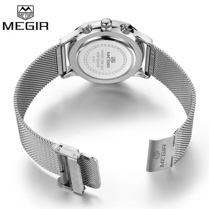 MEGIR Original Watch Strap Accessories Leather Silicone Stainless Steel Canvas - Image 5
