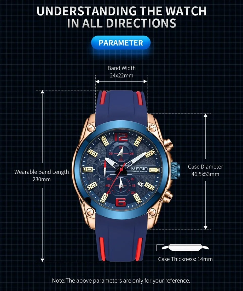MEGIR Sport Watch Silicone Strap Chronograph Men Quartz Military Watch Waterproof Wrist Watches Relogio Masculino Man Clock - Image 4