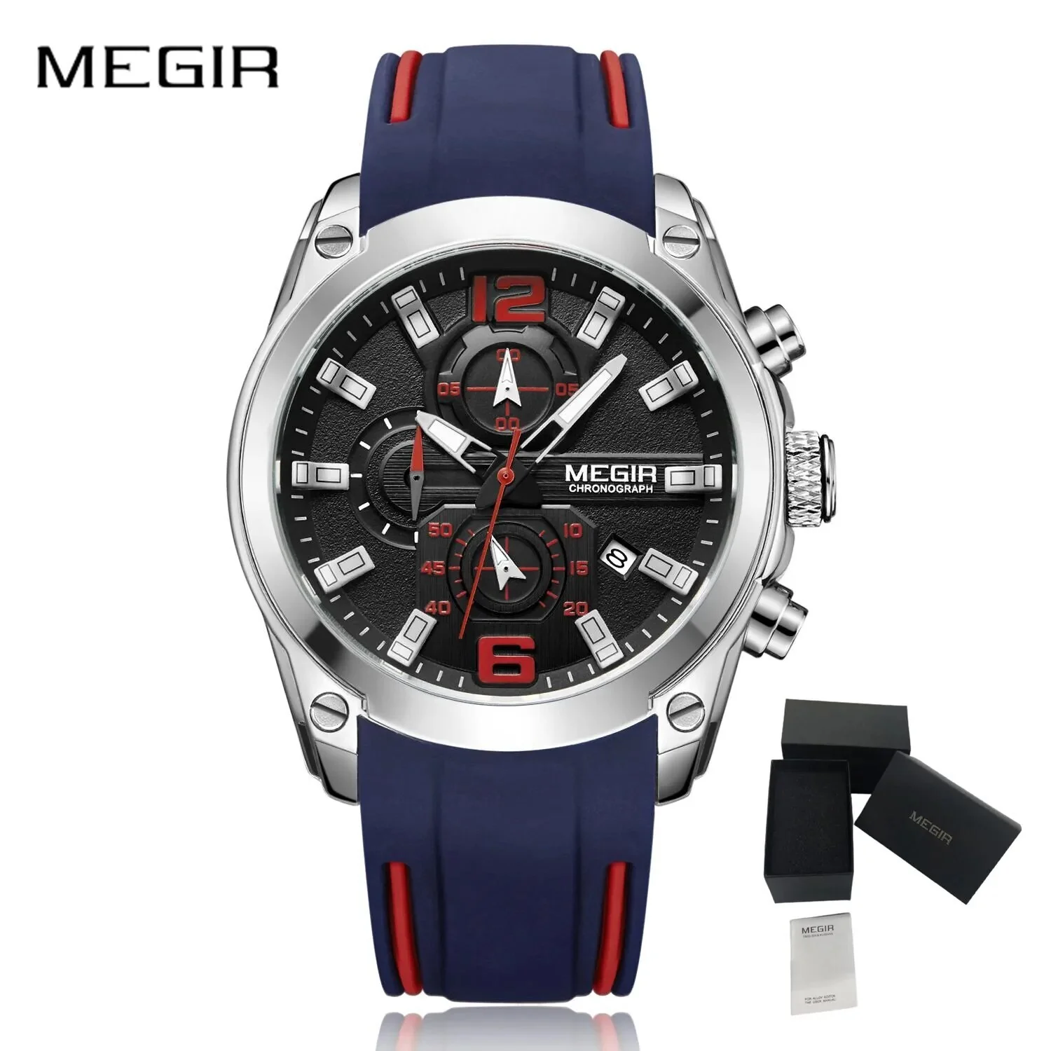 MEGIR Sport Watch Silicone Strap Chronograph Men Quartz Military Watch Waterproof Wrist Watches Relogio Masculino Man Clock - Image 8