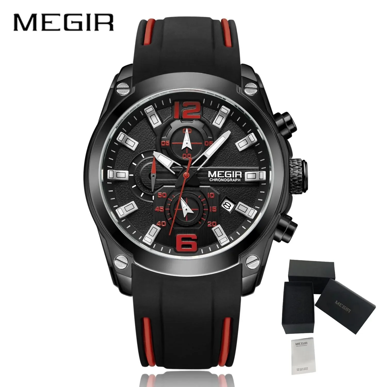MEGIR Sport Watch Silicone Strap Chronograph Men Quartz Military Watch Waterproof Wrist Watches Relogio Masculino Man Clock - Image 9