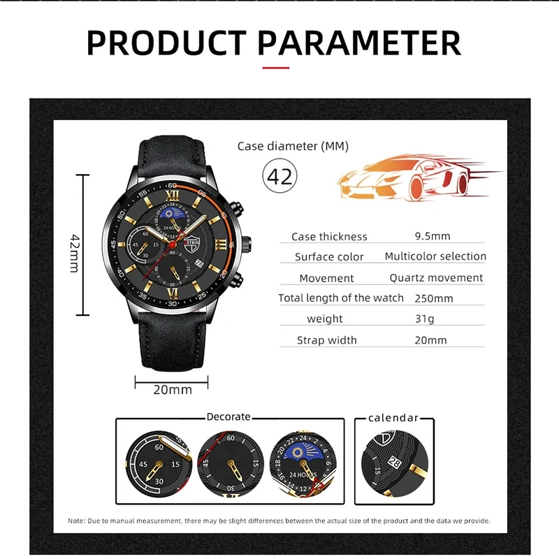 Men's Casual Leather Watch - Image 2