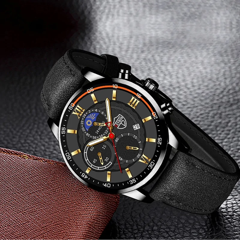 Men's Casual Leather Watch - Image 4