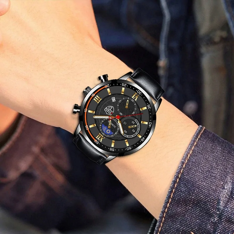 Men's Casual Leather Watch - Image 6