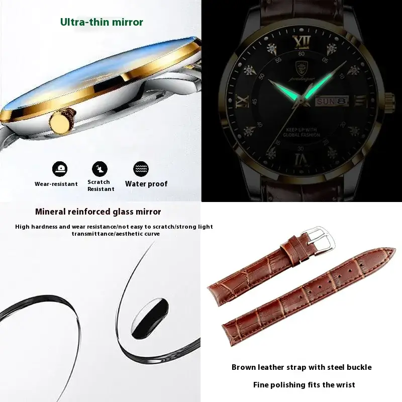 Men's Luxury Leather Sports Watch - Image 3