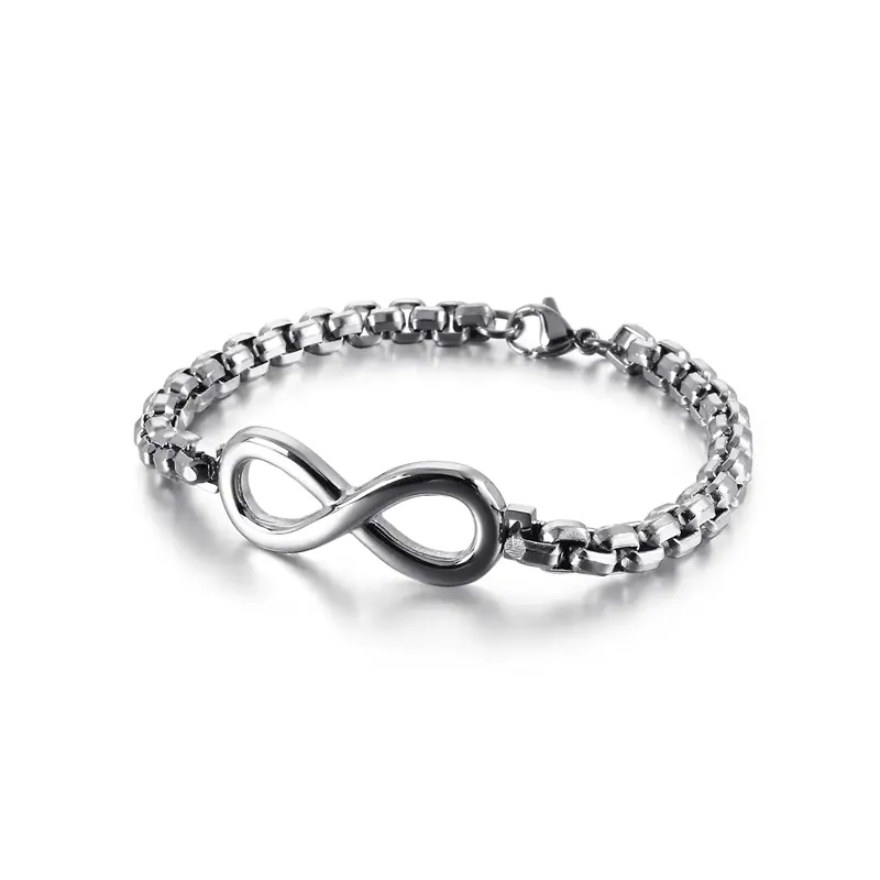 Men's Simple Stainless Steel Infinite 8 Chain Bracelet - Image 3