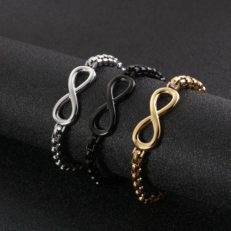 Men's Simple Stainless Steel Infinite 8 Chain Bracelet - Image 4