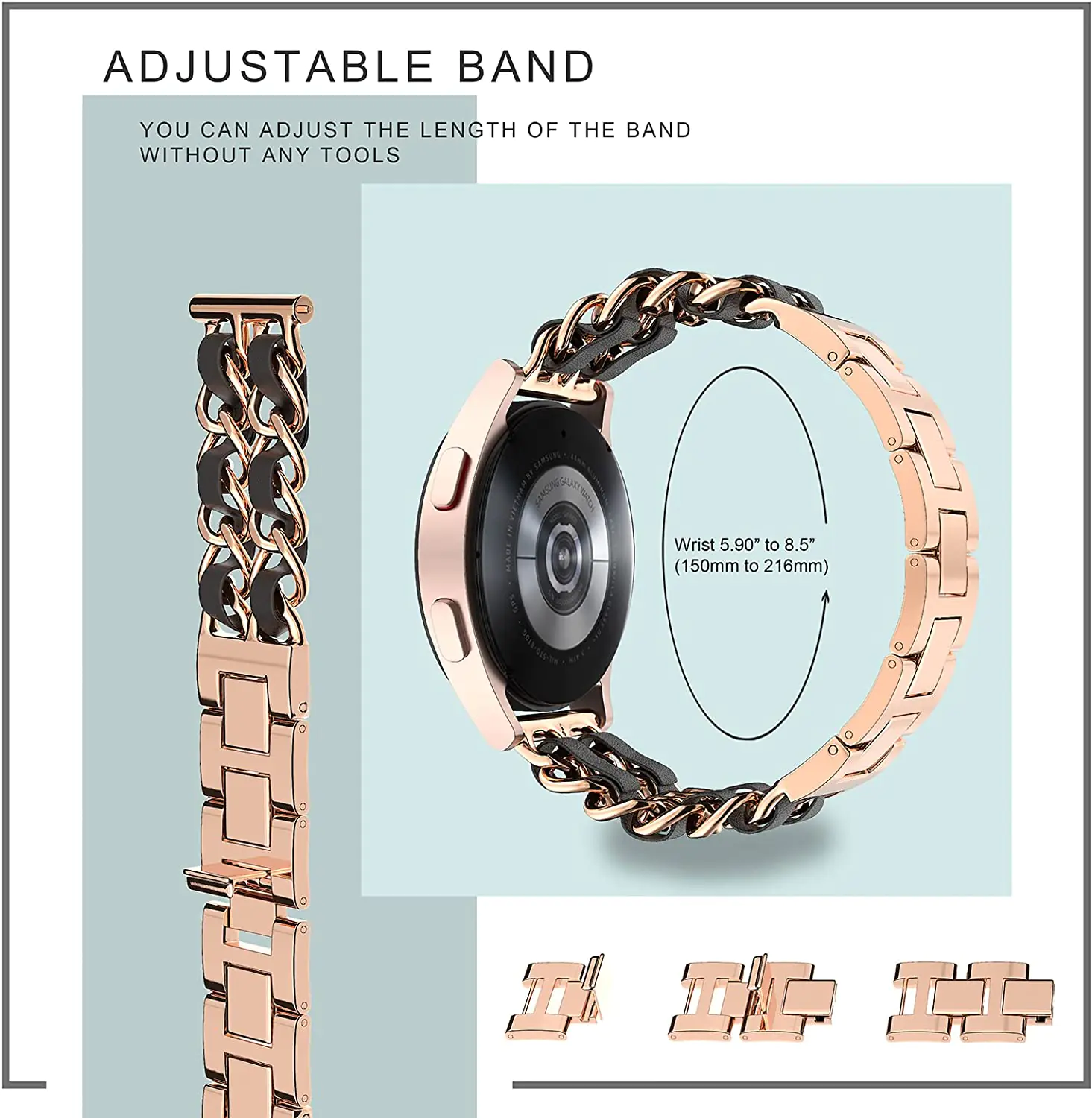 Metal Leather Strap for Samsung Watch - Image 3