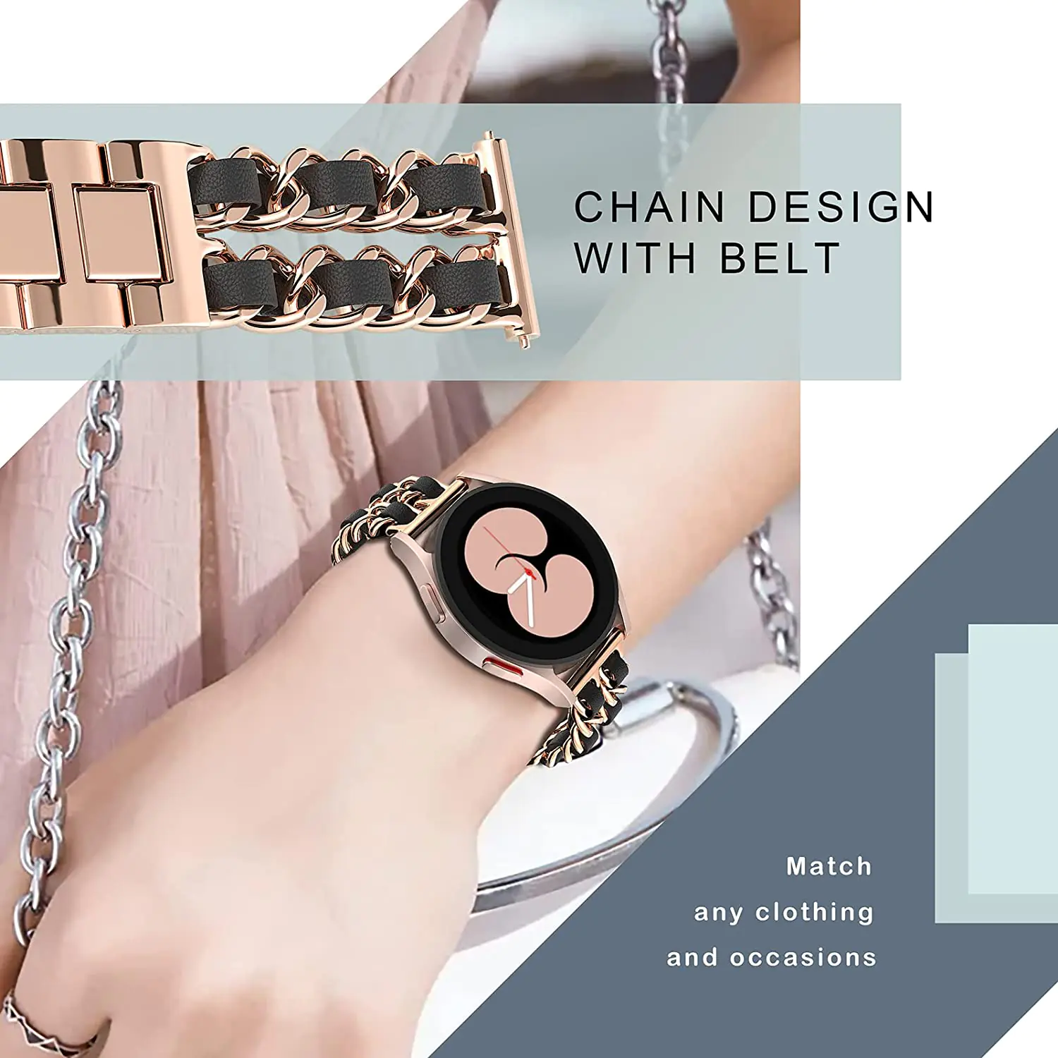 Metal Leather Strap for Samsung Watch - Image 5