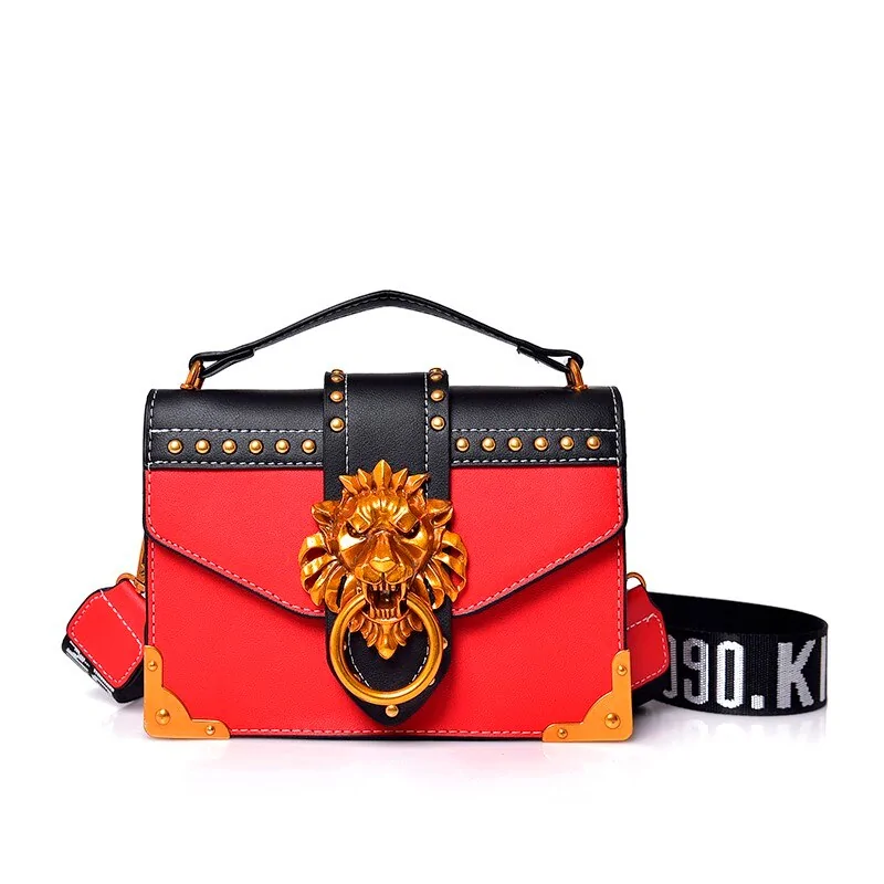 Metal Lion Head Mini Small Square Pack Shoulder Bag - Image 10