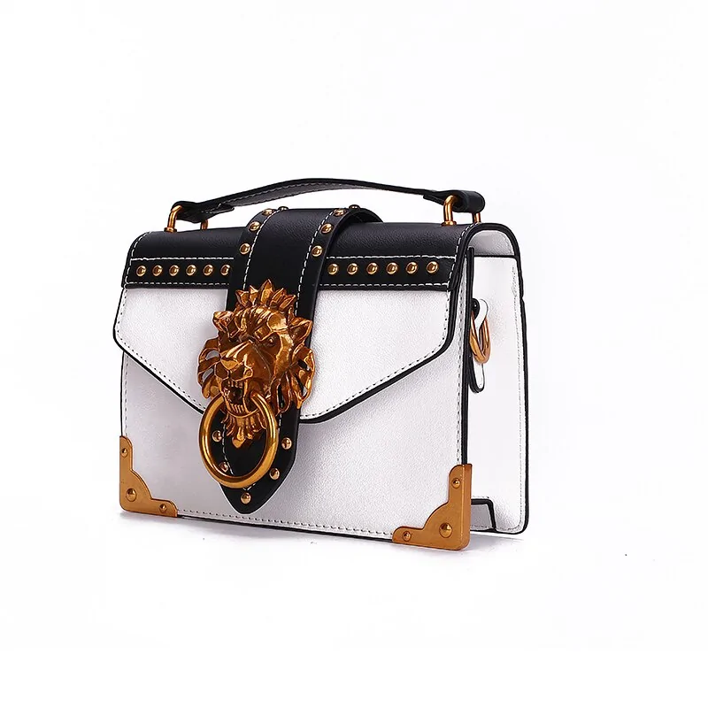 Metal Lion Head Mini Small Square Pack Shoulder Bag - Image 5