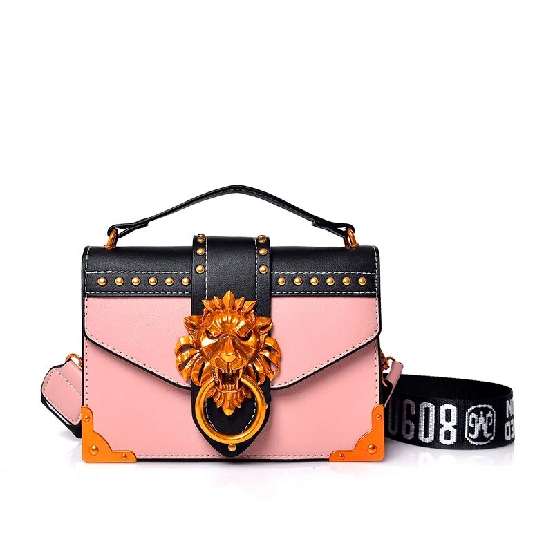 Metal Lion Head Mini Small Square Pack Shoulder Bag - Image 8