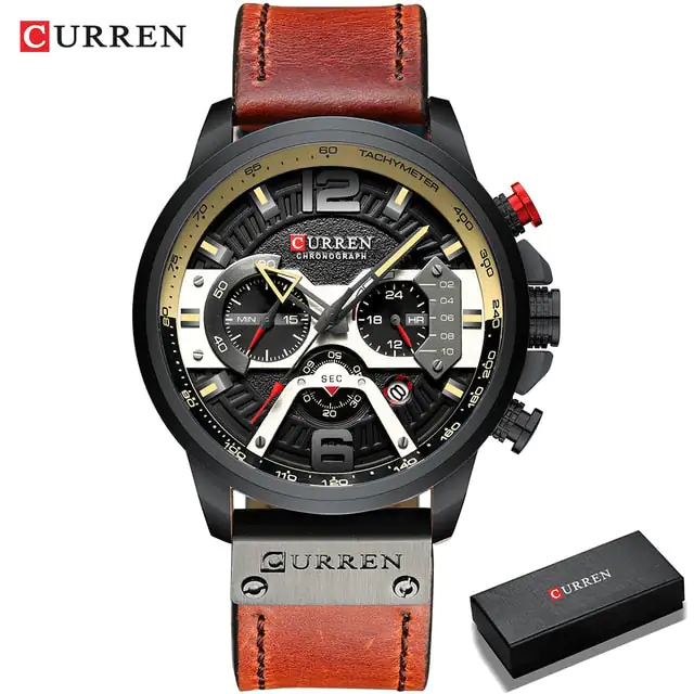Military Leather Chronograph Wristwatch - Image 10