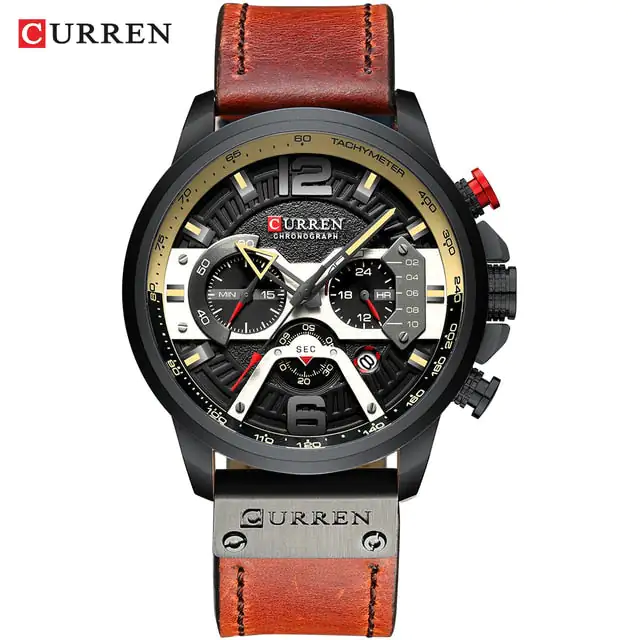 Military Leather Chronograph Wristwatch - Image 12