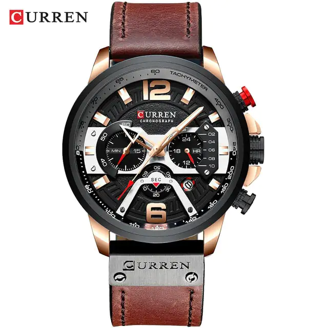 Military Leather Chronograph Wristwatch - Image 13