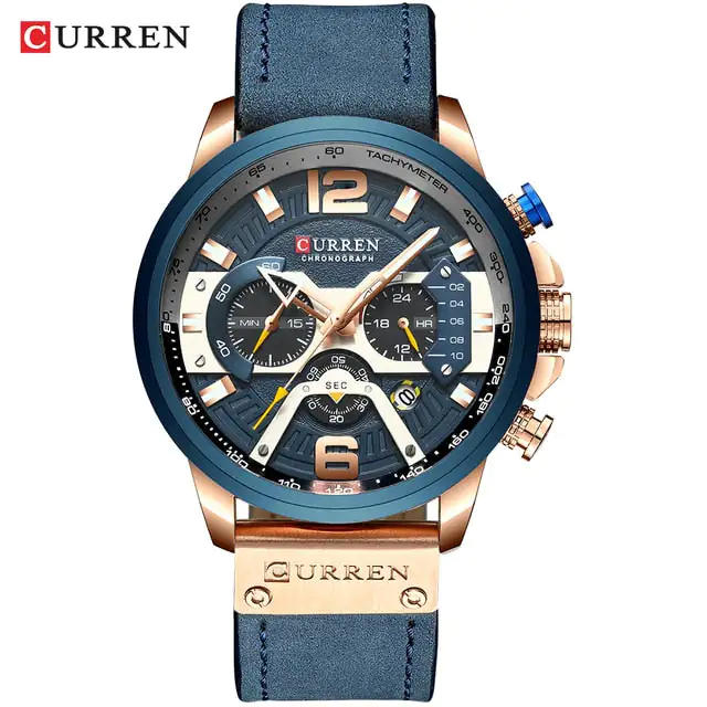 Military Leather Chronograph Wristwatch - Image 14