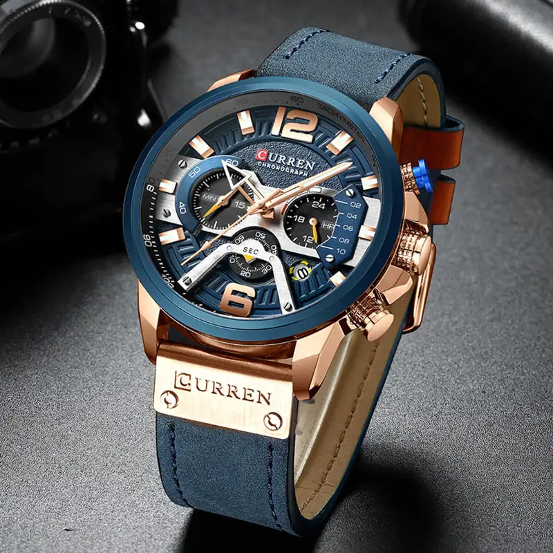 Military Leather Chronograph Wristwatch - Image 3