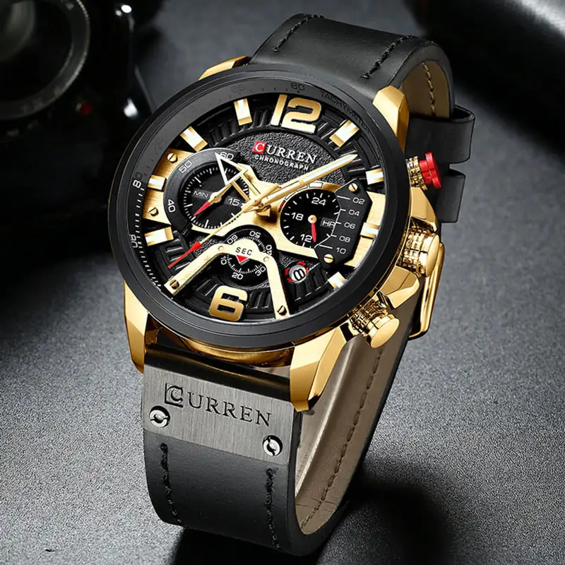 Military Leather Chronograph Wristwatch - Image 5