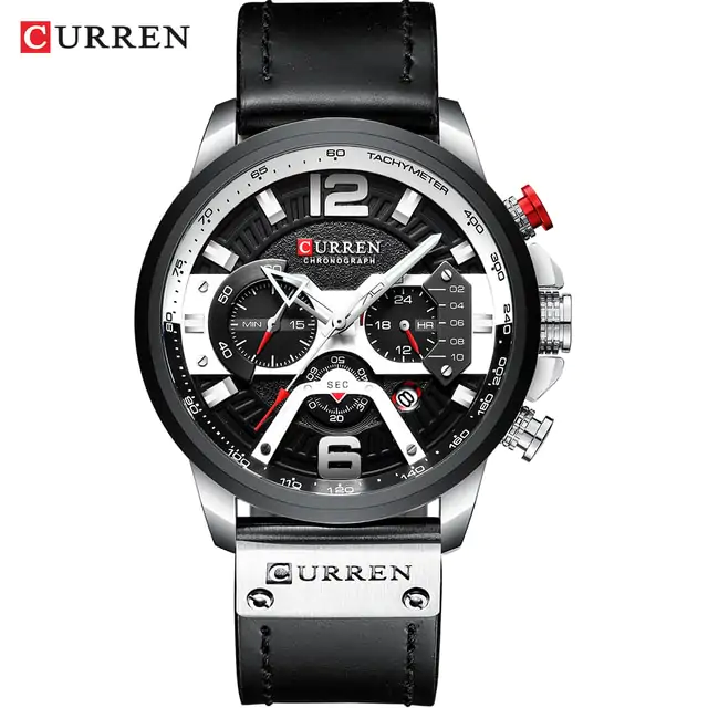 Military Leather Chronograph Wristwatch - Image 10