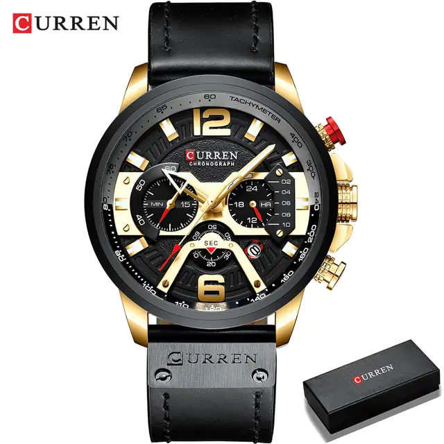 Military Leather Chronograph Wristwatch - Image 11