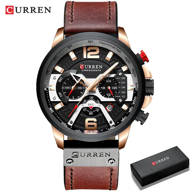 Military Leather Chronograph Wristwatch - Image 13