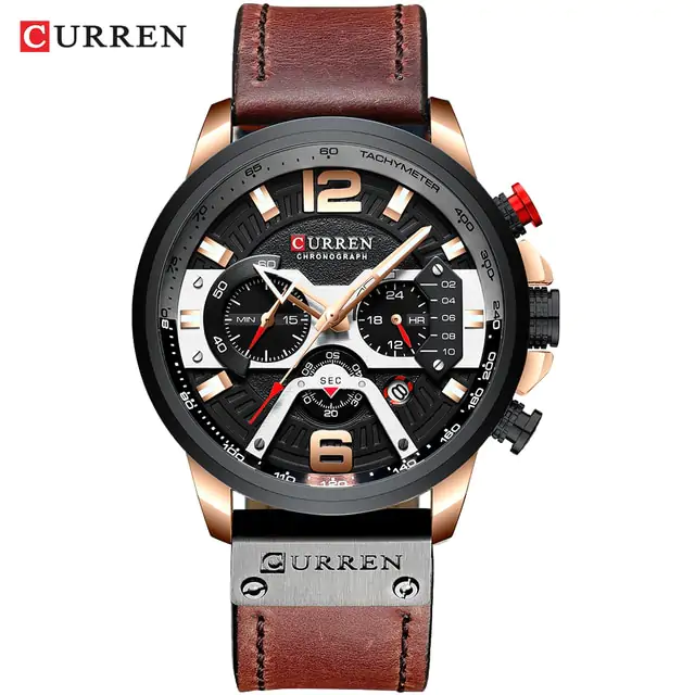 Military Leather Chronograph Wristwatch - Image 14