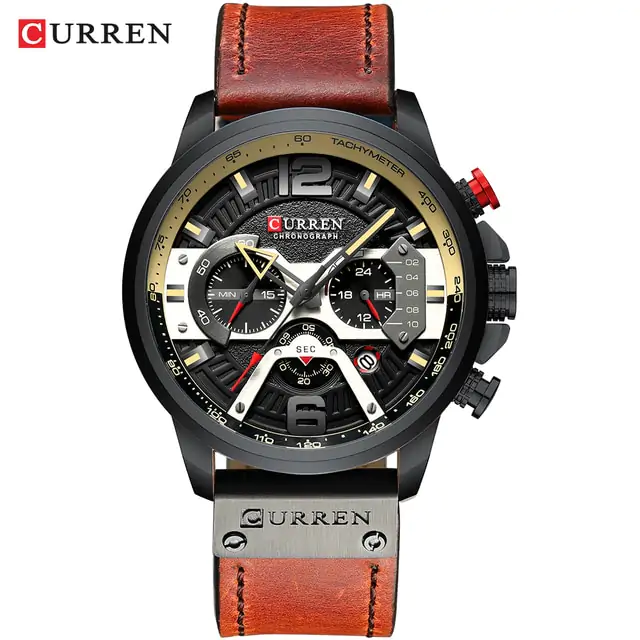 Military Leather Chronograph Wristwatch - Image 16