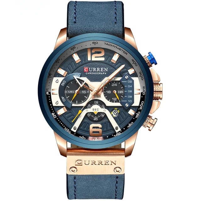 Military Leather Chronograph Wristwatch - Image 18