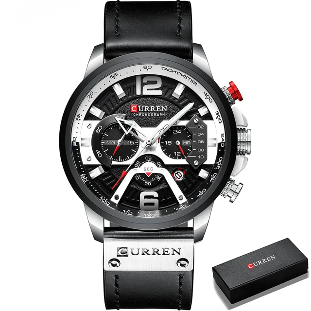 Military Leather Chronograph Wristwatch - Image 19